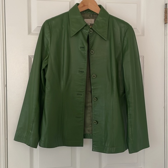 🌿 Green Faux Leather Jacket - Picture 1 of 8